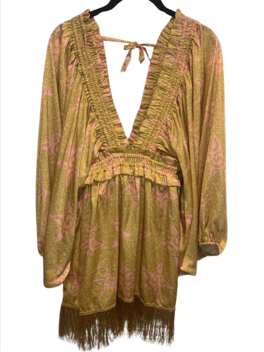 Mar a Mar Conchita Gold Boho Fringe Short Dress Size XS retail $220 - Picture 5 of 5